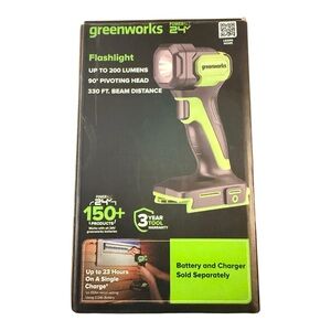 Greenworks 24V Max 200 Lumens Work Light Handheld Flashlight, Tool Only New